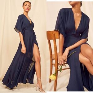 Reformation Winslow Maxi Blue Navy Dress Size S